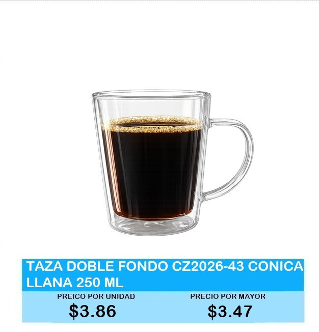 TAZA DOBLE FONDO CZ2026-43 CONICA LLANA 250 ML