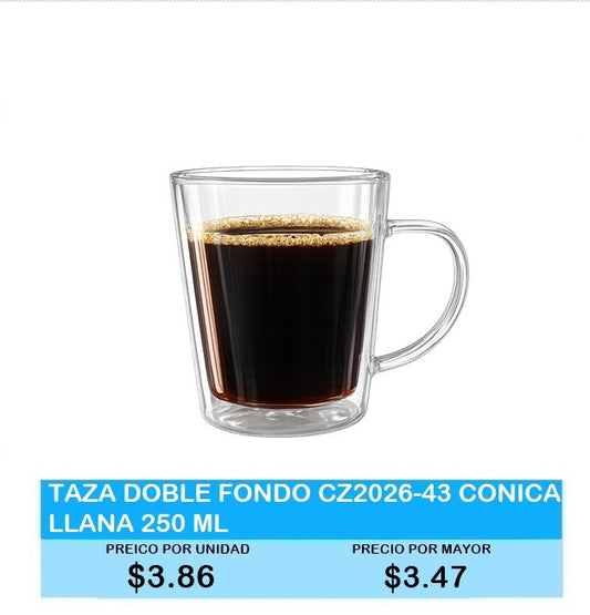 TAZA DOBLE FONDO CZ2026-43 CONICA LLANA 250 ML