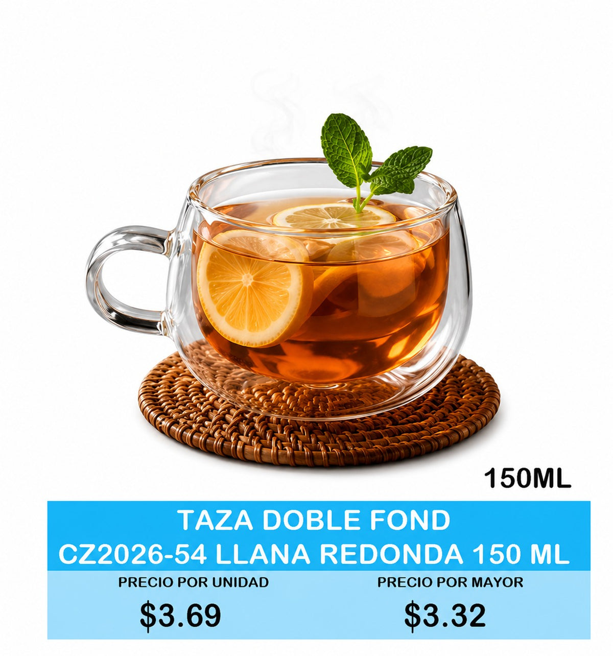TAZA DOBLE FOND CZ2026-54 LLANA REDONDA 150 ML