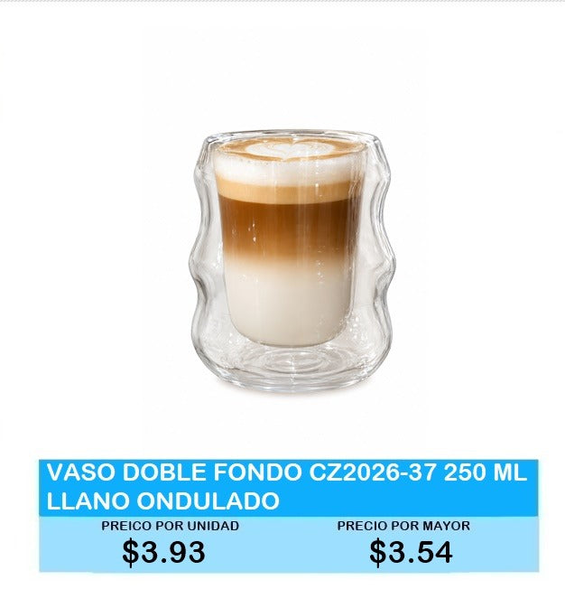 VASO DOBLE FONDO CZ2026-37 250 ML LLANO ONDULADO