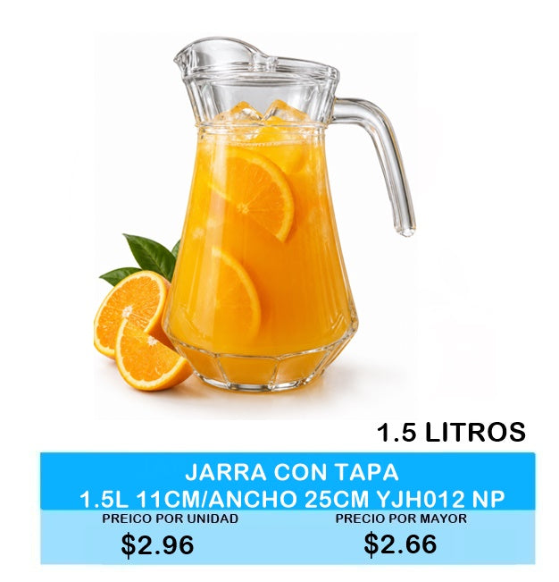 JARRA CON TAPA 1.5L 11CM/ANCHO 25CM YJH012 NP