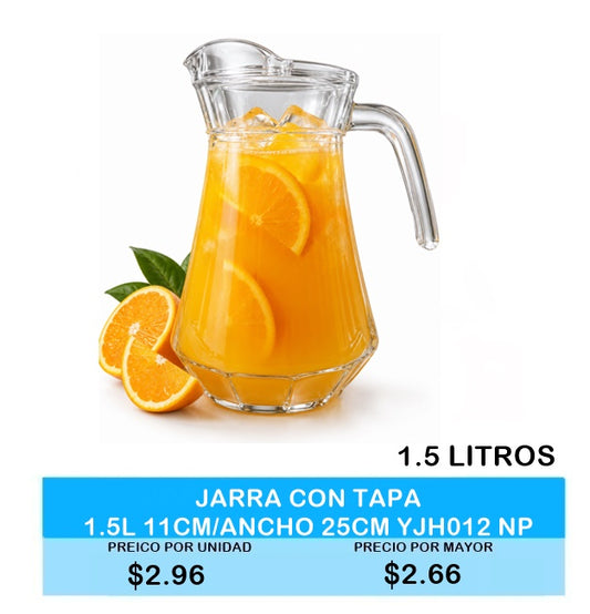 JARRA CON TAPA 1.5L 11CM/ANCHO 25CM YJH012 NP