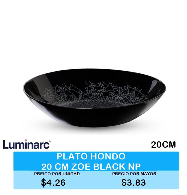 PLATO HONDO 20 CM ZOE BLACK NP