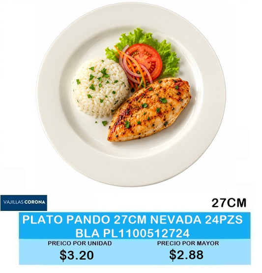 PLATO PANDO 27CM NEVADA 24PZS BLA PL1100512724
