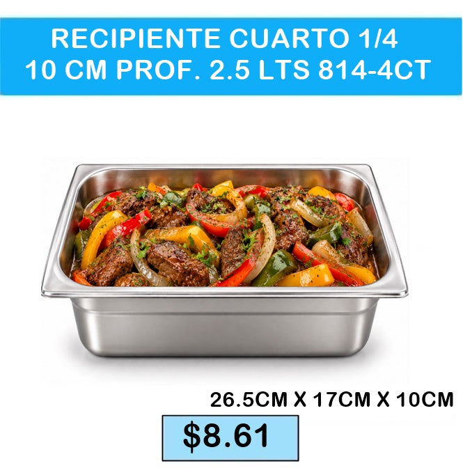 RECIPIENTE CUARTO 1/4 10 CM PROF. 2.5 LTS 814-4CT
