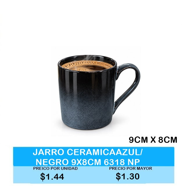 JARRO CERAMICAAZUL/ NEGRO 9X8CM 6318 NP