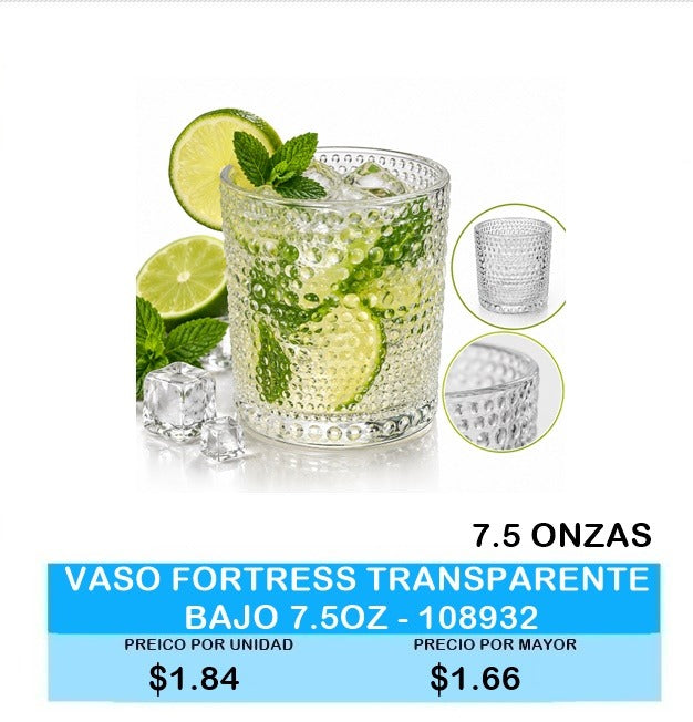 VASO FORTRESS TRANSPARENTE BAJO 7.5OZ - 108932