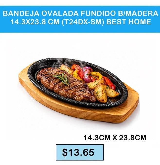 BANDEJA OVALADA FUNDIDO B/MADERA 14.3X23.8 CM (T24DX-SM) BEST HOME