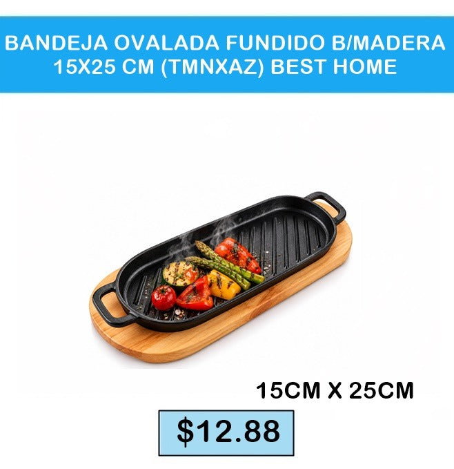 BANDEJA OVALADA FUNDIDO B/MADERA 15X25 CM (TMNXAZ) BEST HOME