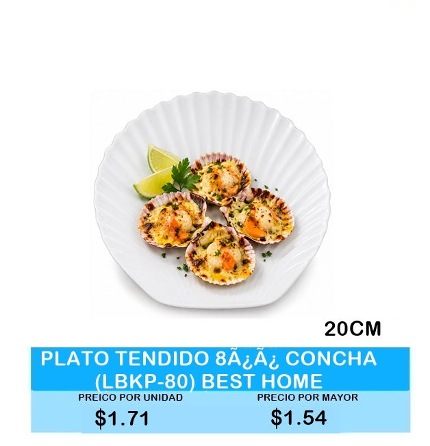 PLATO TENDIDO 8Ã¿Ã¿ CONCHA (LBKP-80) BEST HOME