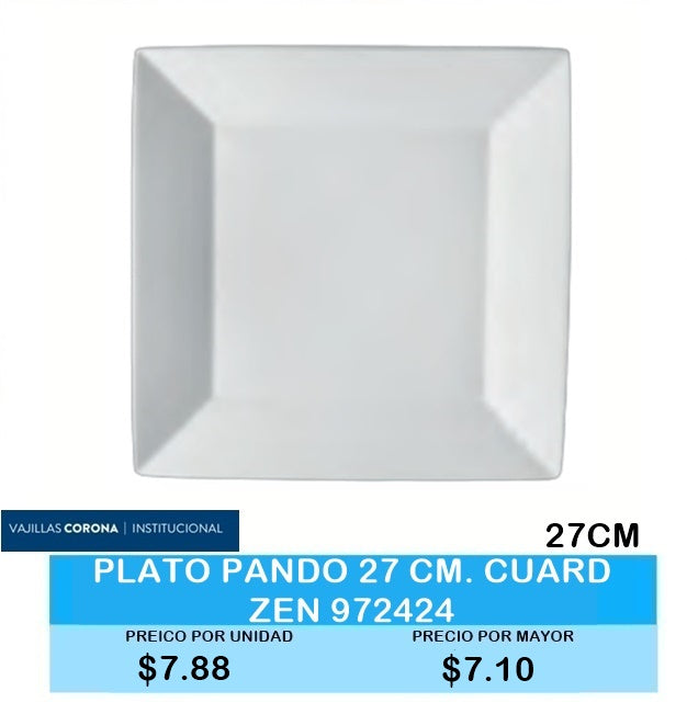 PLATO PANDO 27CM CUADRADO ZEN