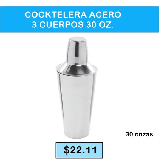 Cocktelera de acero 3 cuerpos 30 oz