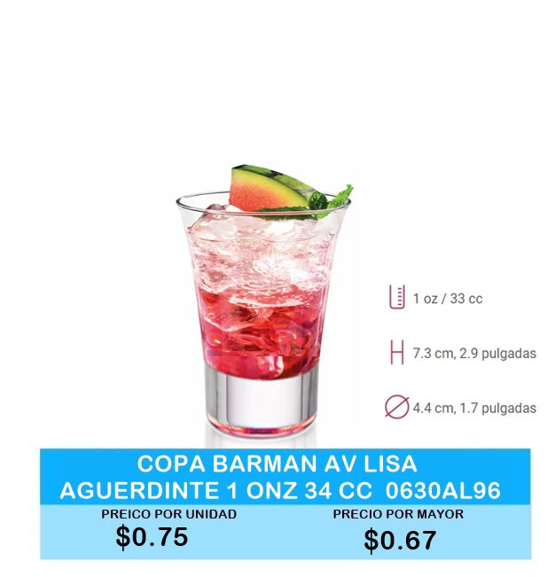 Copa Barman Av Lisa Aguardiente 1onz 34cc 0630AL96