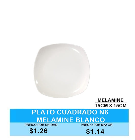 PLATO CUADRADO N6 MELAMINE BLANCO