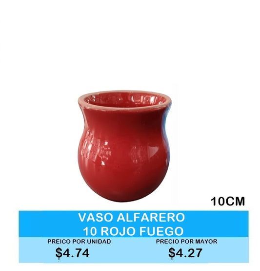 Vaso Alfarero 10CM Rojo Fuego